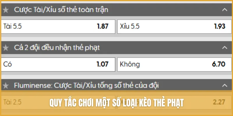 Quy tắc chơi một số loại kèo cược thẻ phạt phổ biến trên bảng kèo nhà cái